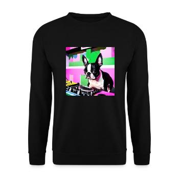 Boston Terrier DJ - Sweat-shirt Unisexe - noir - Devant - Alina (178cm) & Michal (187cm)