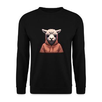 Alpaca wears sweater Alpaca breeder Alpaca fan - Unisex Sweatshirt - black - Front - Alina (178cm) & Michal (187cm)