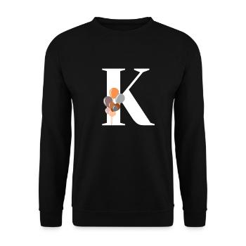 Buchstabe k Geburtstagsballon - Unisex Pullover - Schwarz - Vorne - Alina (178cm) & Michal (187cm)