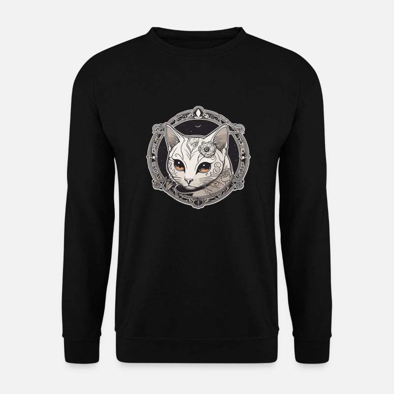 Mond Katze - Unisex Pullover - Schwarz