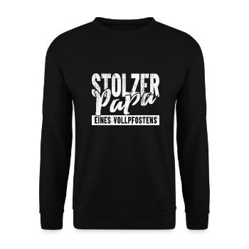 Stolzer Papa eines Vollpfosten - Unisex Pullover - Schwarz - Vorne - Alina (178cm) & Michal (187cm)