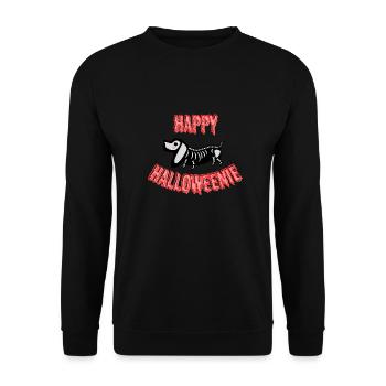 Teckel d’Halloween Happy Halloweenie, blanc - Sweat-shirt Unisexe - noir - Devant - Alina (178cm) & Michal (187cm)