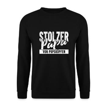 Stolzer Papa von Pupsköpfen - Unisex Pullover - Schwarz - Vorne - Alina (178cm) & Michal (187cm)