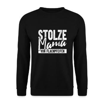 Stolze Mama von Flachpfeifen - Unisex Pullover - Schwarz - Vorne - Alina (178cm) & Michal (187cm)