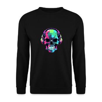 Cute Punk Skull / Kawaii Punk Skull - Unisex Sweatshirt - black - Front - Alina (178cm) & Michal (187cm)