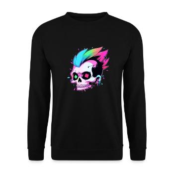 Cute Punk Skull / Kawaii Punk Skull - Unisex Sweatshirt - black - Front - Alina (178cm) & Michal (187cm)