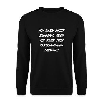 T-Shirt "Ich kann nicht zaubern!!!" - Unisex Pullover - Schwarz - Vorne - Alina (178cm) & Michal (187cm)