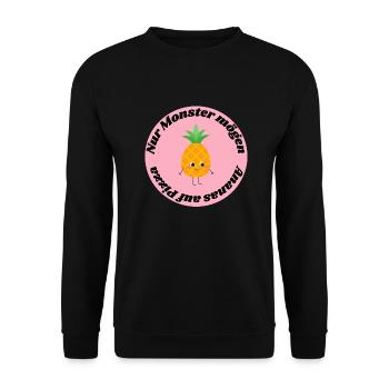 Nur Monster mögen Ananas auf Pizza - Unisex Pullover - Schwarz - Vorne - Alina (178cm) & Michal (187cm)