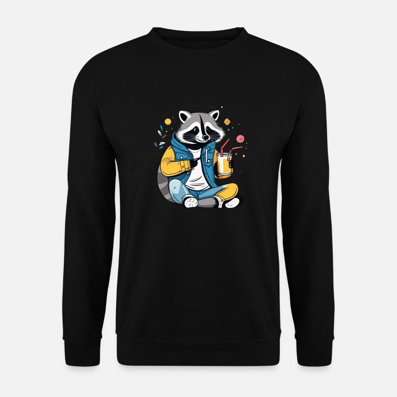 Süßer Waschbär mit Bananenmilch - Unisex Pullover - Schwarz