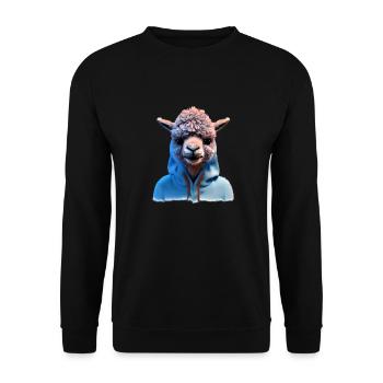 L’alpaga éleveur d’alpaga porte un pull en éventail d’alpaga - Sweat-shirt Unisexe - noir - Devant - Alina (178cm) & Michal (187cm)