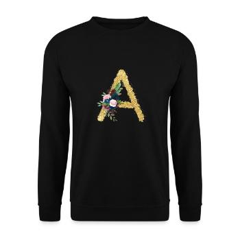 Letter to gold floral - Unisex Sweatshirt - black - Front - Alina (178cm) & Michal (187cm)