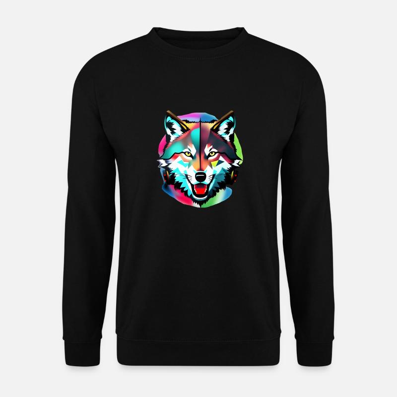 Bunter Wolf - Unisex Pullover - Schwarz