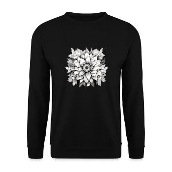 Sonnenblume im Mandala Stil - Unisex Pullover - Schwarz - Vorne - Alina (178cm) & Michal (187cm)