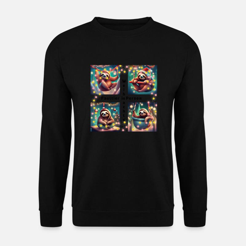 Weihnachts - Faultier, Ugly-Christmas - Unisex Pullover - Schwarz