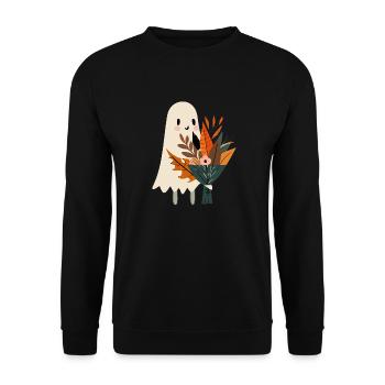 Ghost with bouquet of flowers - Unisex Sweatshirt - black - Front - Alina (178cm) & Michal (187cm)