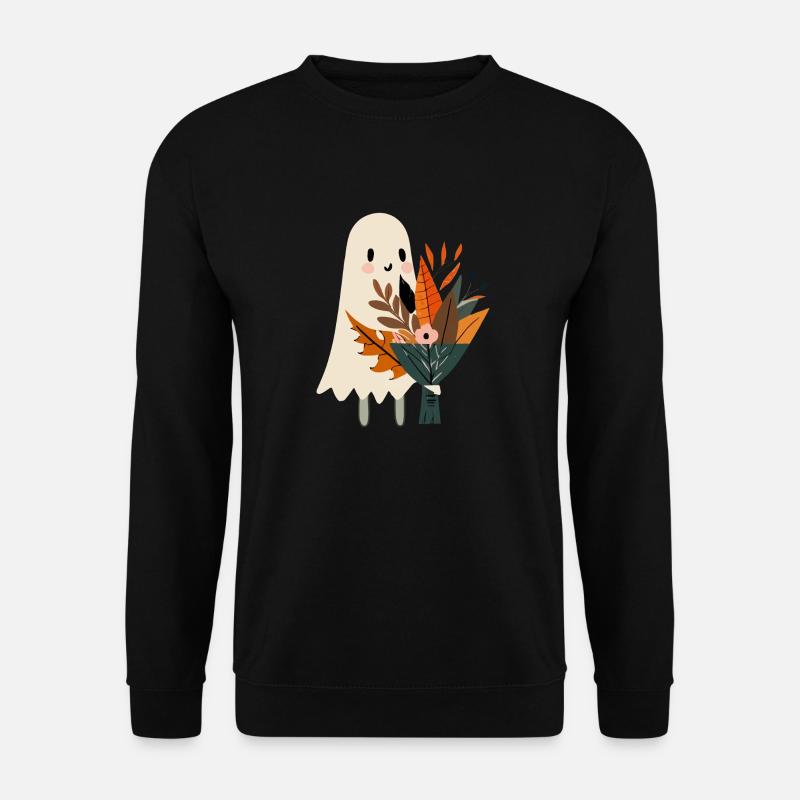 Geist mit Blumenstrauß - Unisex Pullover - Schwarz