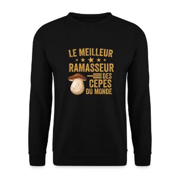 Le Meilleur Ramasseur Des Cèpes Champignons Cèpe - Sweat-shirt Unisexe - noir - Devant - Alina (178cm) & Michal (187cm)