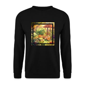 Garden in an anime style plant based power - Unisex Sweatshirt - black - Front - Alina (178cm) & Michal (187cm)