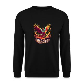 N’abandonnez jamais : le phénix renaît de ses cendres - Sweat-shirt Unisexe - noir - Devant - Alina (178cm) & Michal (187cm)