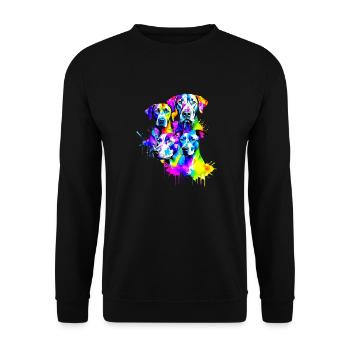 Hunde in den Farben des Regenbogens - Unisex Pullover - Schwarz - Vorne - Alina (178cm) & Michal (187cm)