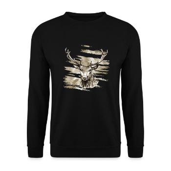 Deer - Unisex Sweatshirt - black - Front - Alina (178cm) & Michal (187cm)