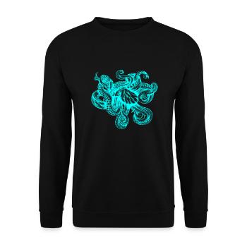 Krake (neon) - Unisex Pullover - Schwarz - Vorne - Alina (178cm) & Michal (187cm)