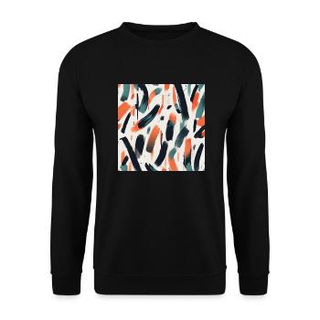 Modernes Pinselstrichdesign - Unisex Pullover - Schwarz - Vorne - Alina (178cm) & Michal (187cm)
