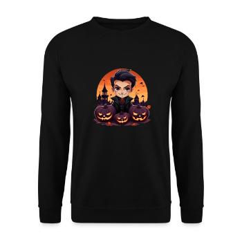 Anime Dracula Halloween - Unisex Pullover - Schwarz - Vorne - Alina (178cm) & Michal (187cm)
