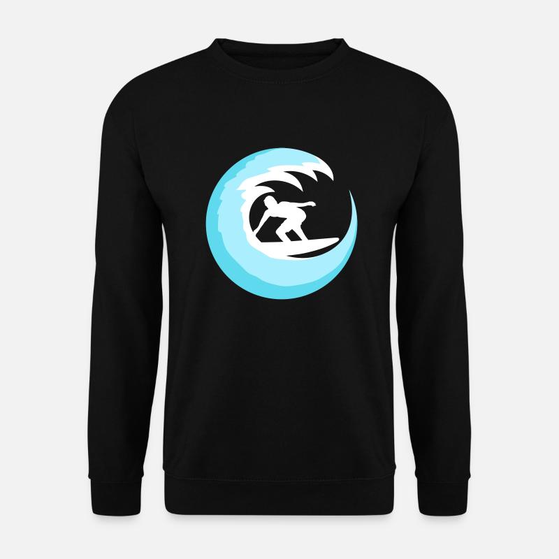 Surfer Surfbrett Runde Blaue Kreis Welle Surfen - Unisex Pullover - Schwarz