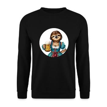 Sloth in dirndl with beer glass - Unisex Sweatshirt - black - Front - Alina (178cm) & Michal (187cm)