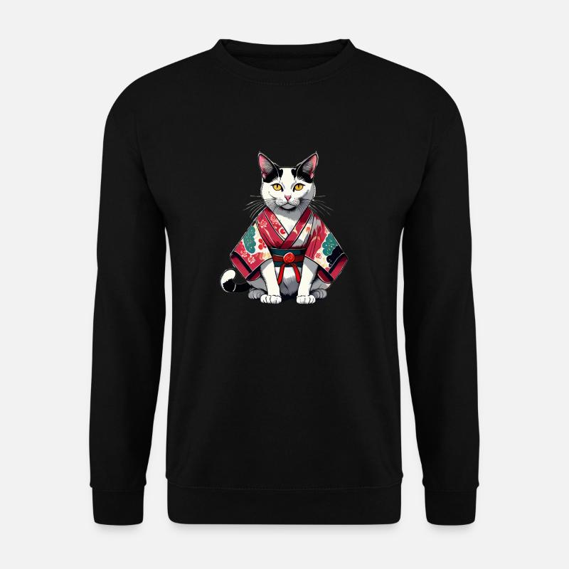 Kimono katze - Unisex Pullover - Schwarz