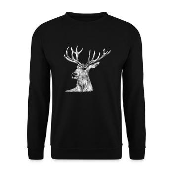Hirsch - Unisex Pullover - Schwarz - Vorne - Alina (178cm) & Michal (187cm)