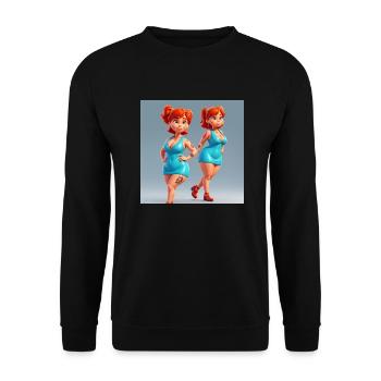 3D Animation Style Solo Sexy - Unisex Sweatshirt - black - Front - Alina (178cm) & Michal (187cm)