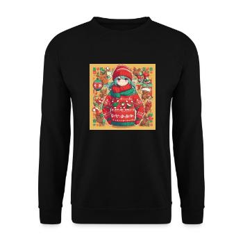 ugly Christmas sweater - Unisex Sweatshirt - black - Front - Alina (178cm) & Michal (187cm)