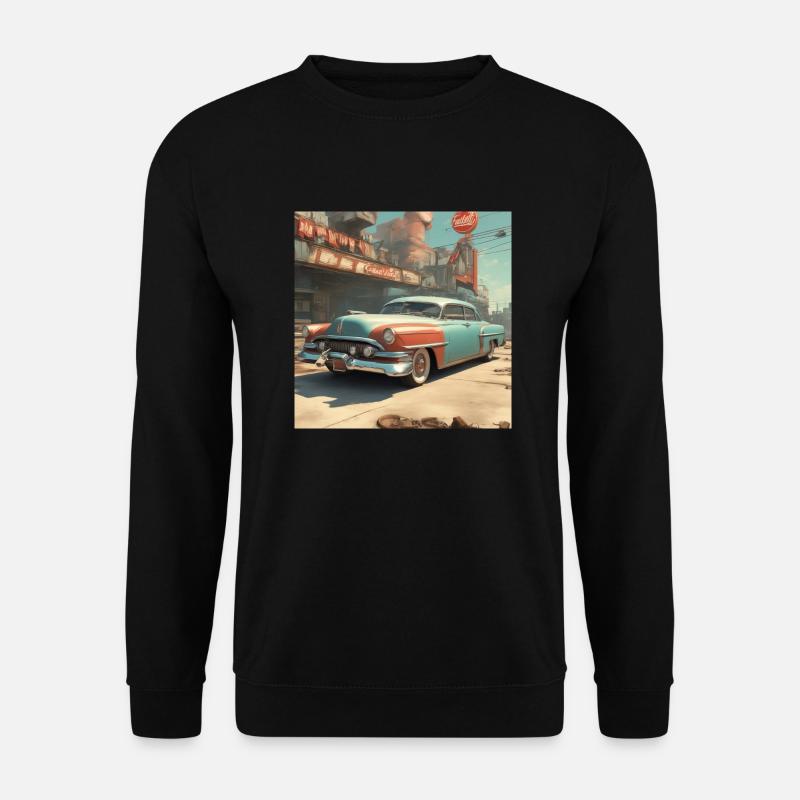 retro-futurismus,1950s, Lowpoly,artwork,scetch - Unisex Pullover - Schwarz