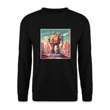 rétro-futurisme, années 1950, lowpoly, œuvres d’art, scetch - Sweat-shirt Unisexe - noir - Devant - Alina (178cm) & Michal (187cm)