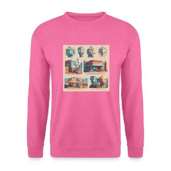 retro-futurism,1950s,lowpoly,artwork,scetch - Unisex Sweatshirt - pink - Front