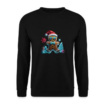 Merry Christmas Lebkuchenmännchen - Unisex Pullover - Schwarz - Vorne - Alina (178cm) & Michal (187cm)