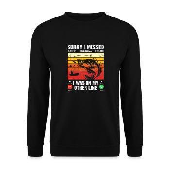 Angelgeschenk - Ich war auf meiner anderen Seite an der Leine - Unisex Pullover - Schwarz - Vorne - Alina (178cm) & Michal (187cm)