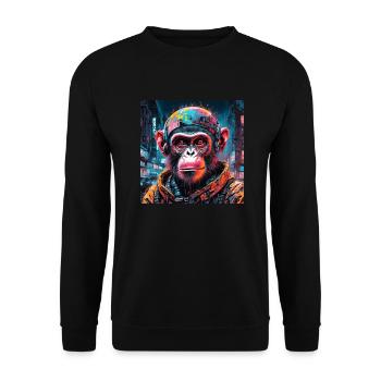 Cyberpunk-Affe - Unisex Pullover - Schwarz - Vorne - Alina (178cm) & Michal (187cm)