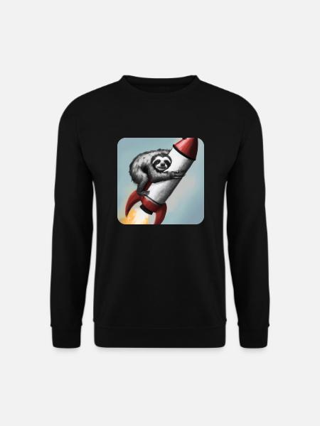 Faultier auf Rakete - Unisex Pullover - Schwarz