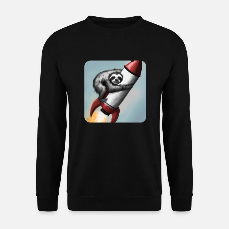 Faultier auf Rakete - Unisex Pullover - Schwarz