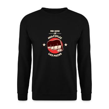 MOI AUSSI JE MULTIPLIE LES PAINS ! (MMA) - Sweat-shirt Unisexe - noir - Devant - Alina (178cm) & Michal (187cm)