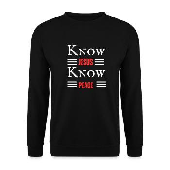 Know Jesus know peace - Unisex Sweatshirt - black - Front - Alina (178cm) & Michal (187cm)