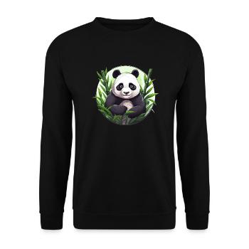 Giant panda with bamboo - Unisex Sweatshirt - black - Front - Alina (178cm) & Michal (187cm)