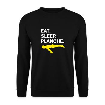 Eat Sleep Planche - Full Planche Calisthenics Gym - Unisex Sweatshirt - black - Front - Alina (178cm) & Michal (187cm)