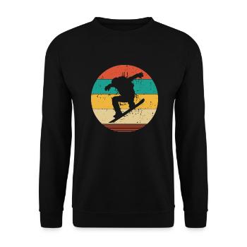 Snowboarding Vintage Retro | Snowboard Mountain - Unisex Sweatshirt - black - Front - Alina (178cm) & Michal (187cm)
