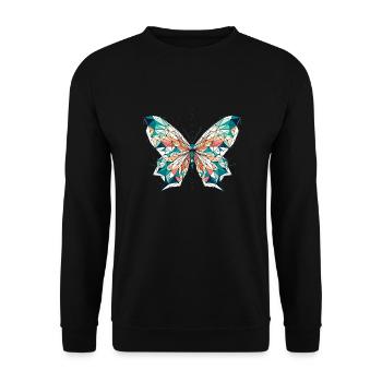Schmetterling // Butterfly - Unisex Pullover - Schwarz - Vorne - Alina (178cm) & Michal (187cm)