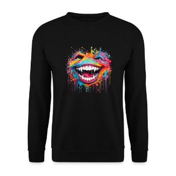 verrücktes Lachen - Unisex Pullover - Schwarz - Vorne - Alina (178cm) & Michal (187cm)