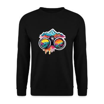 Binoculars / Observation / Observation / Adventure - Unisex Sweatshirt - black - Front - Alina (178cm) & Michal (187cm)
